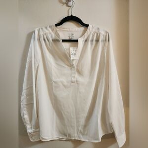 J Crew White Button-Up Blouse